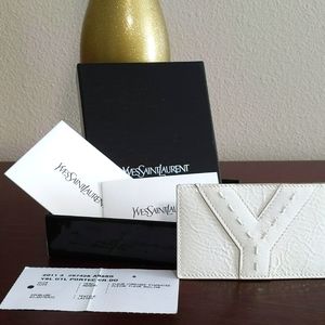 2011 YSL White Lamb Skin Card Holder